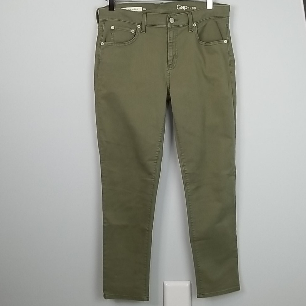 GAP Olive Green Girlfriend Jeans Skinny Mid-Rise